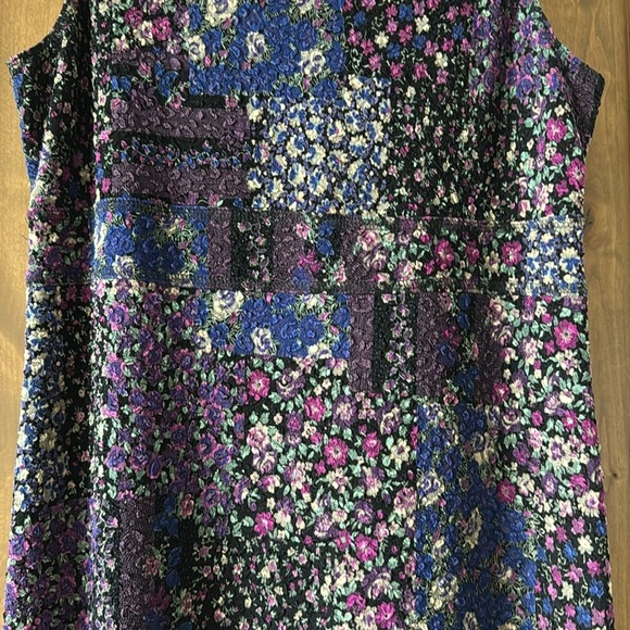 Coldwater Creek patchwork maxi dress ditzy floral stretch Purple/Blue Lace - Picture 6 of 10